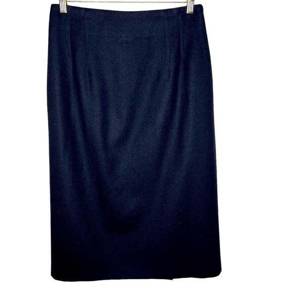 VTG Michele Black Wool Pencil Wrap Midi Length Skirt Size 13/14 14 Lined Career - Picture 2 of 15